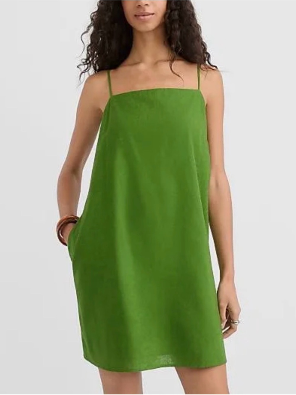 Loft Green Spaghetti-Strap pocket Shift Dress - Women